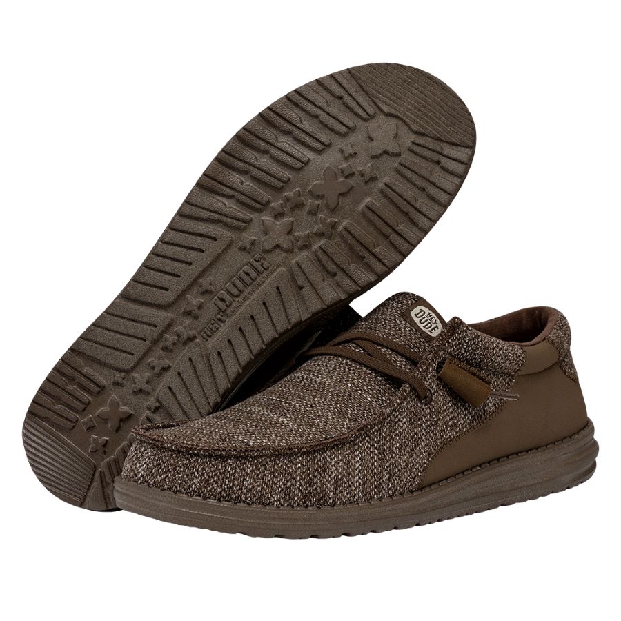 Wally Stitched Flecked Woven Brown - Men's Casual Shoes | HEYDUDE