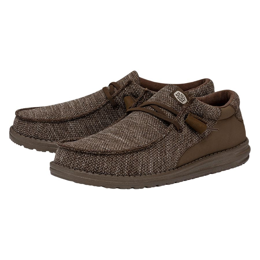 Wally Stitched Flecked Woven Brown - Men's Casual Shoes | HEYDUDE