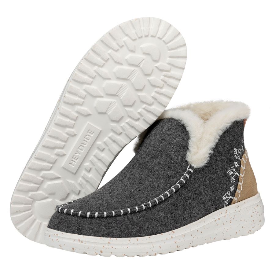 Denny Wool Faux Shearling Boot Grey - Women's Boots | HEYDUDE shoes