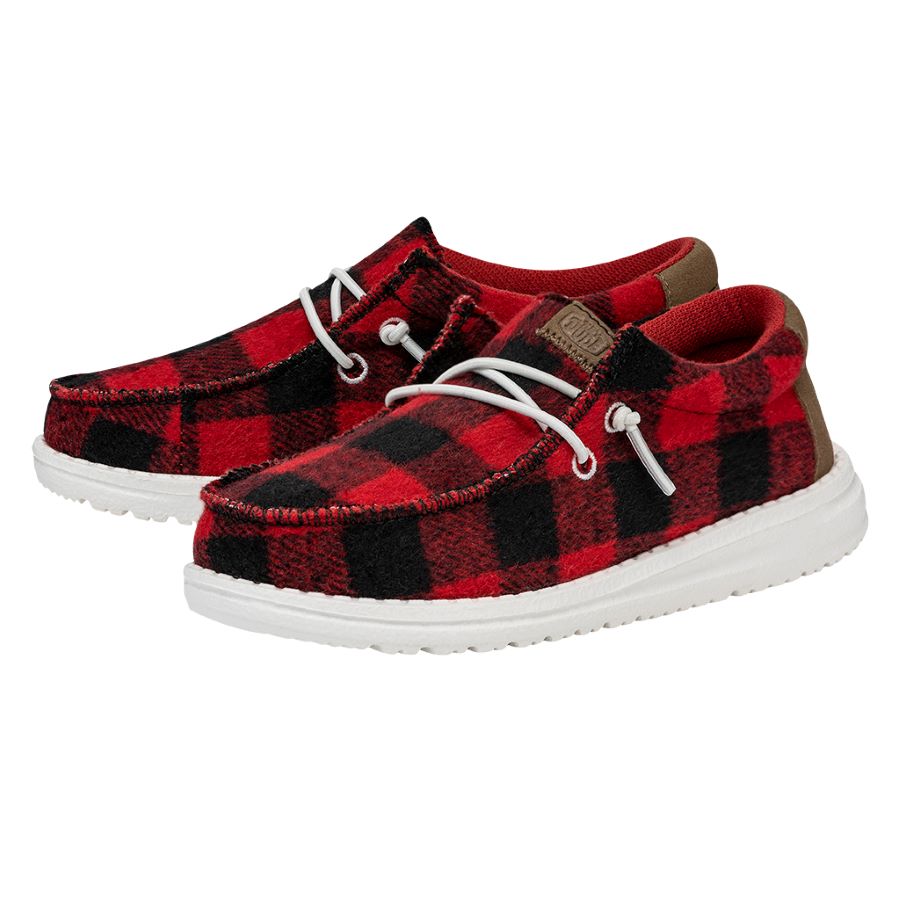 Black and store red checkered shoes