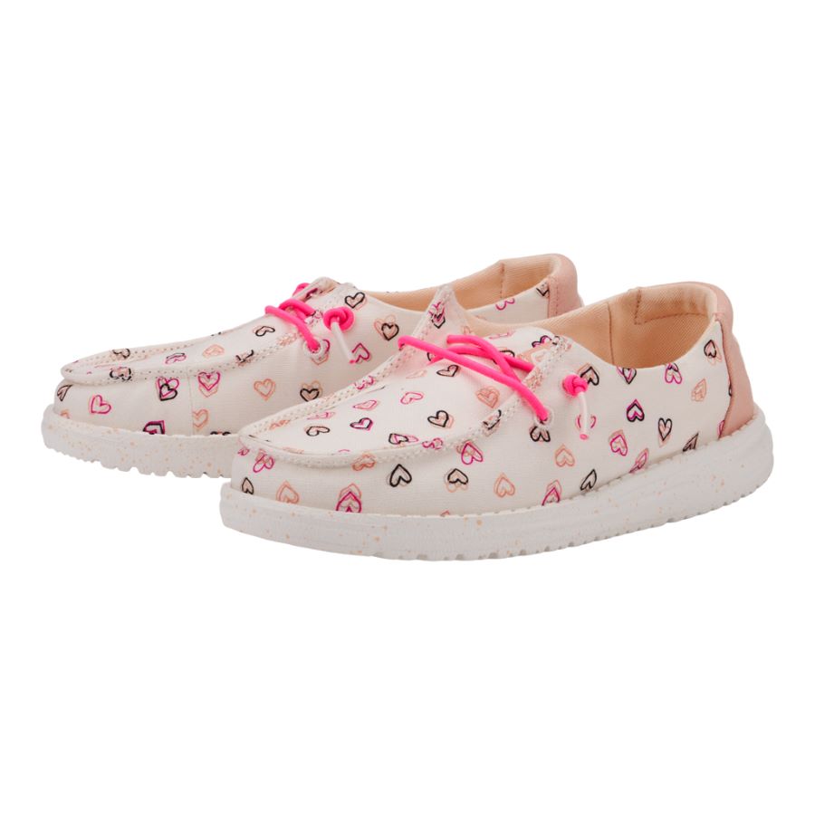 Wendy Youth Double Hearts White/Pink - Girl's Shoes | HEYDUDE shoes