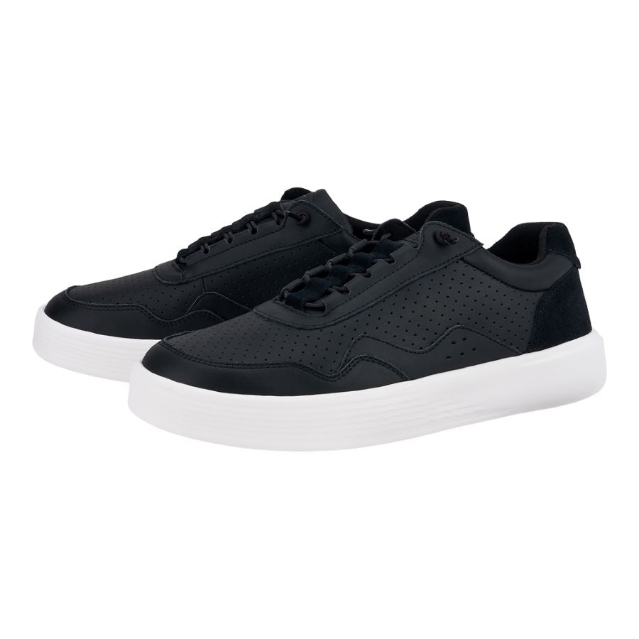 Hudson Leather Black/White - Men's Sneakers | HEYDUDE shoes