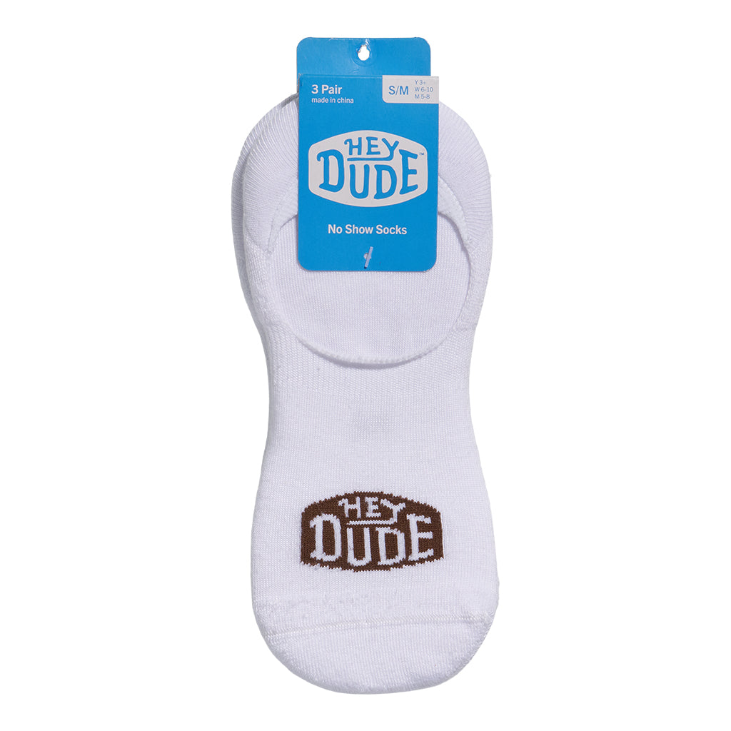 HEYDUDE No Show Sock 3 Pack - White