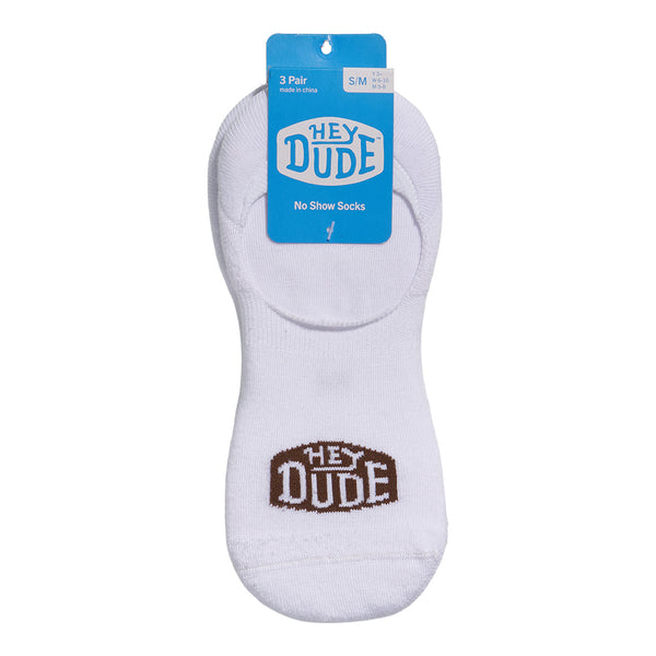 HEYDUDE No Show Sock 3 Pack - White