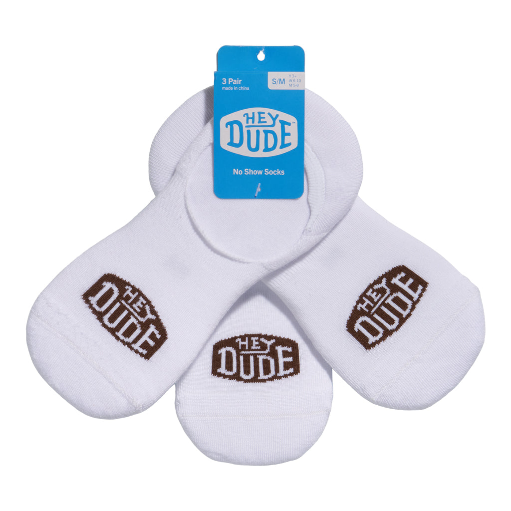 HEYDUDE No Show Sock 3 Pack - White