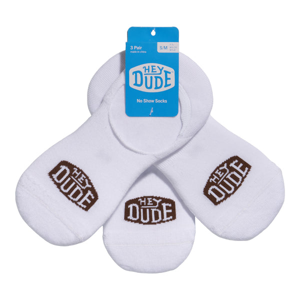 HEYDUDE No Show Sock 3 Pack - White