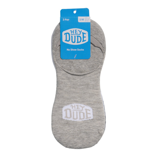 HEYDUDE No Show Sock 3 Pack - Multi Grey/White/Black