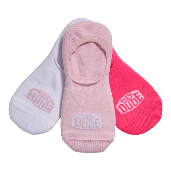 HEYDUDE No Show Sock 3 Pack - Pink