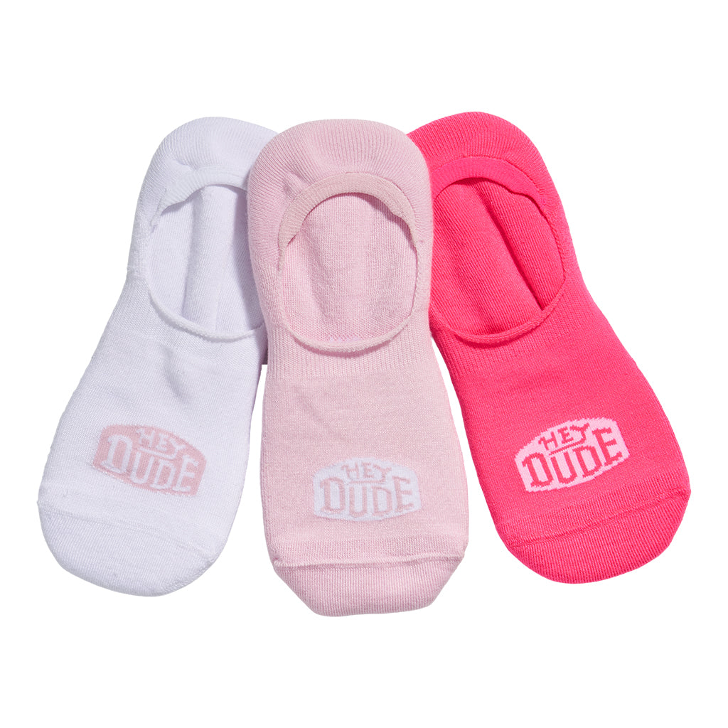 HEYDUDE No Show Sock 3 Pack - Pink